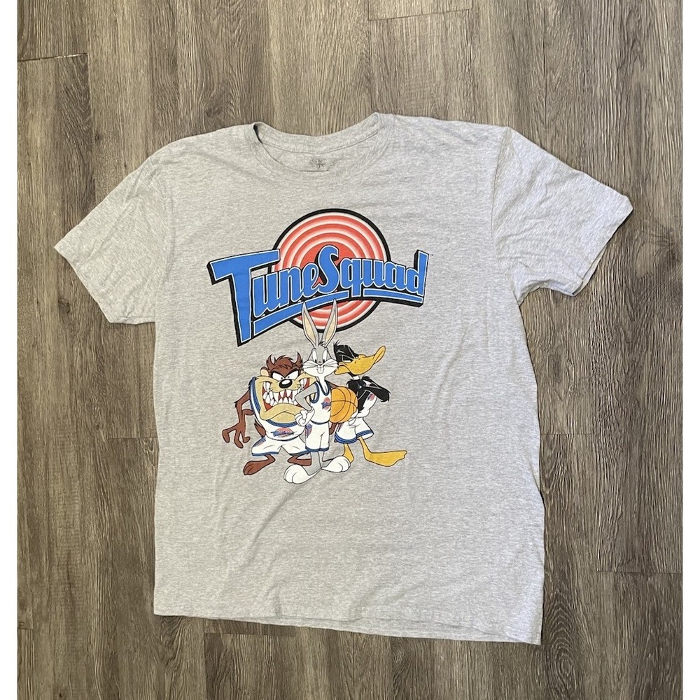 Space Jam Shirt Men XL Looney Tunes Squad Bugs Bunny Daffy Duck Taz Grey‎